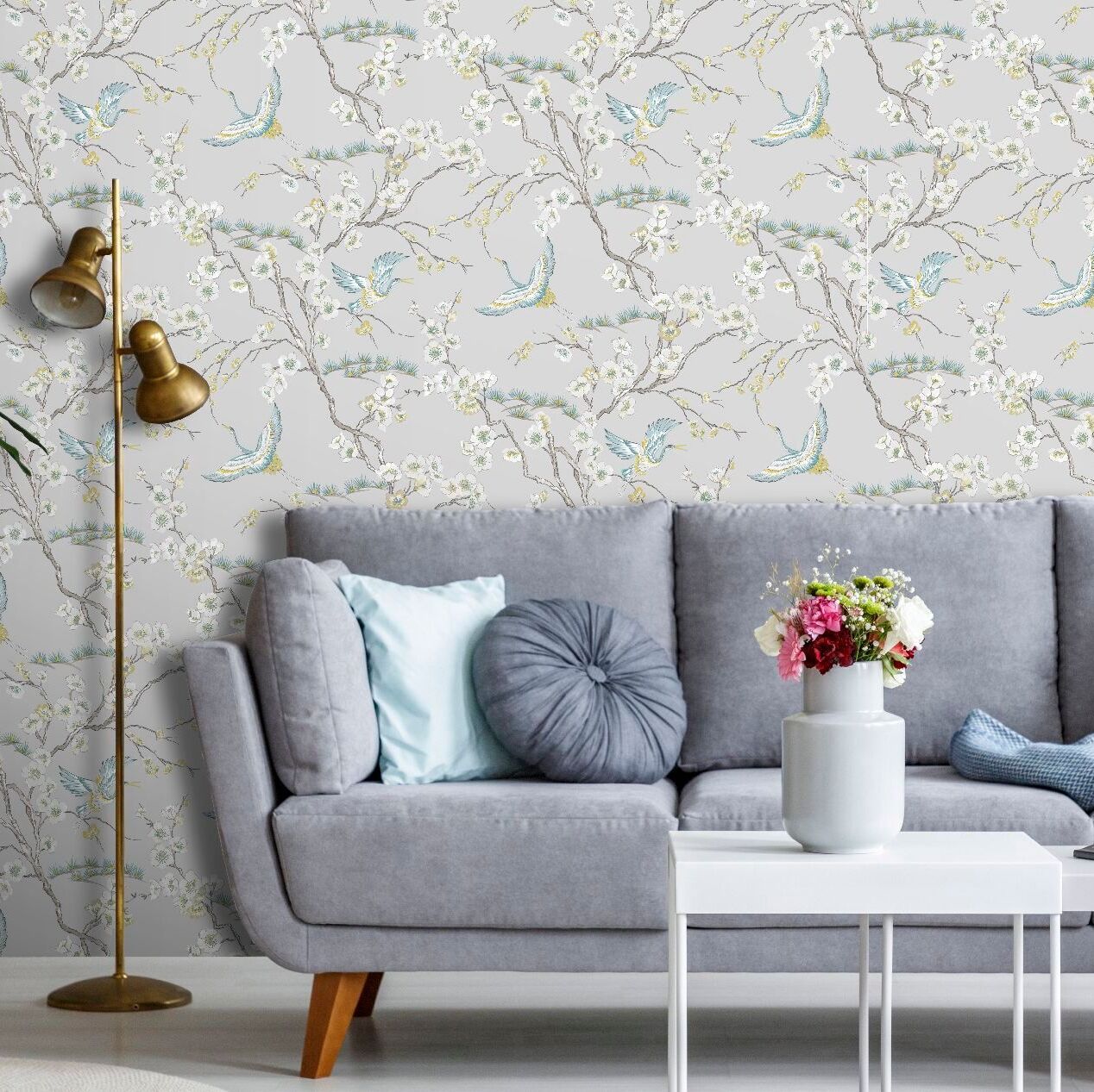 Sublime Japan Art Deco Blue Metallic Geometric Wallpaper