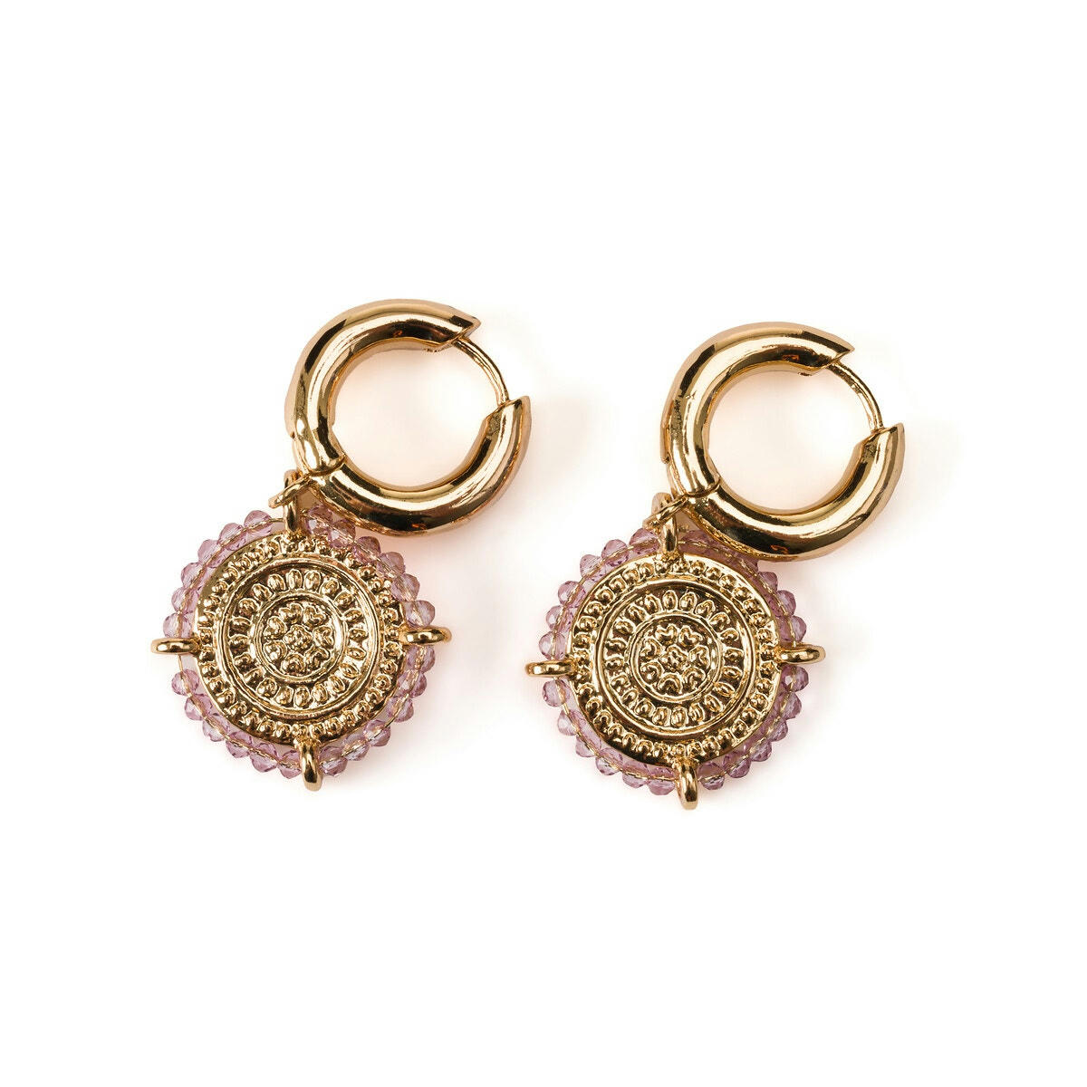 Boucles d'oreilles forme pièce et perles