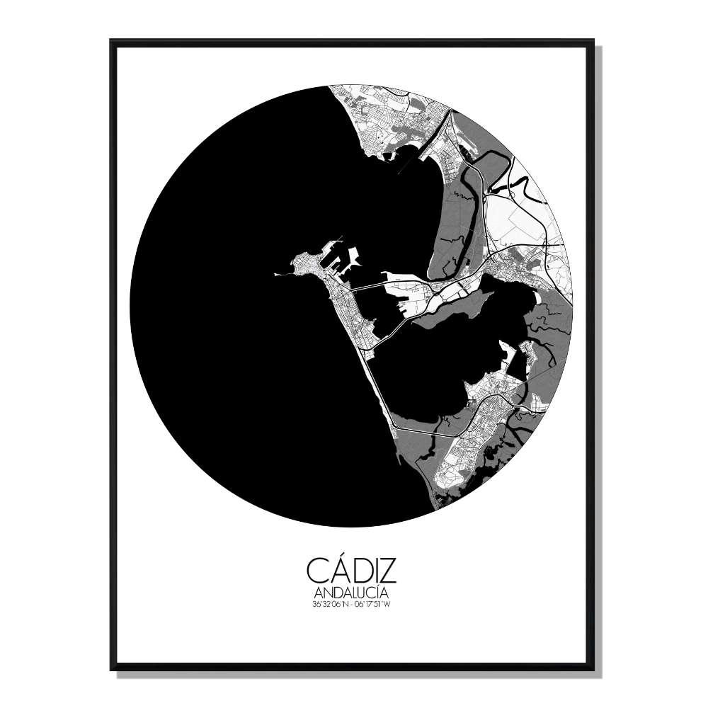 - Affiche Cadix Carte ronde 40x50