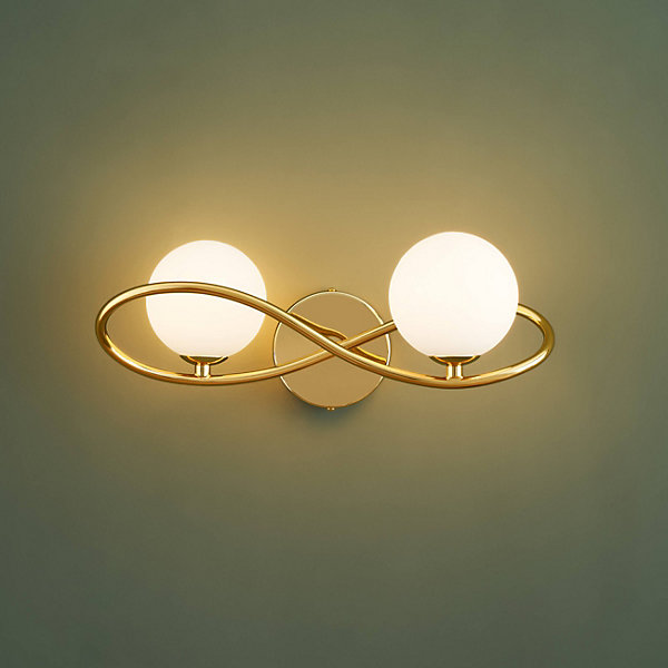 Applique murale dorée design double verre blanc - Novale
