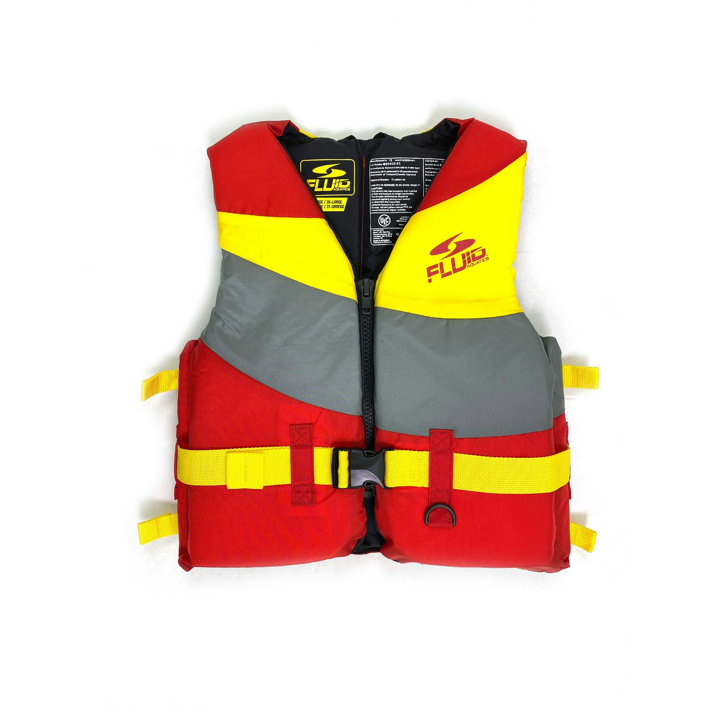 Fluid Deluxe Adult Nylon PFD/Life Jacket, XX-Large/XXX-Large