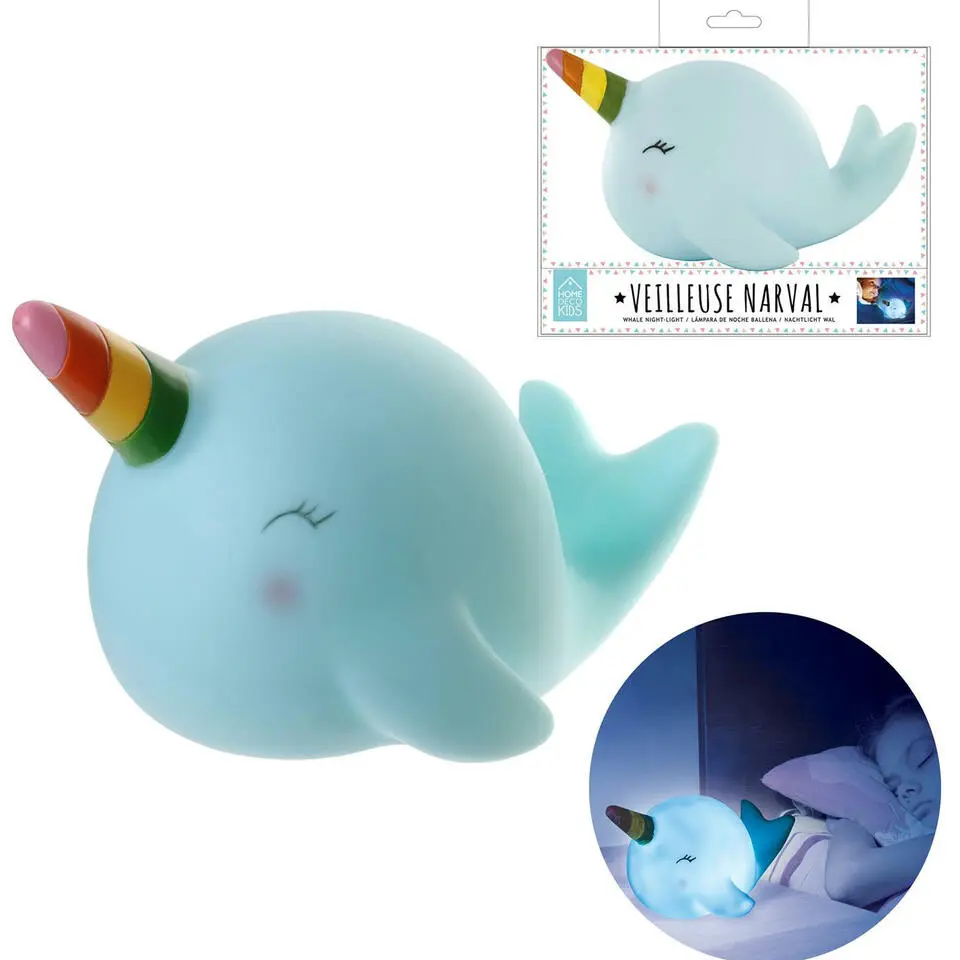 Home Deco Kids LED Nachtlampje - Walvis - aan/uit knop - 20 cm