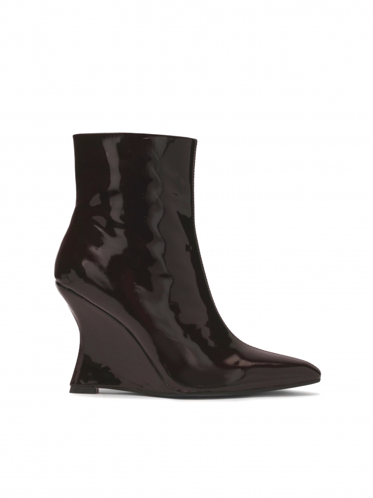 Brown leather boots on a platform heel