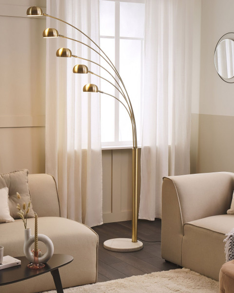 Lampa podłogowa stojąca 5-punktowa złota