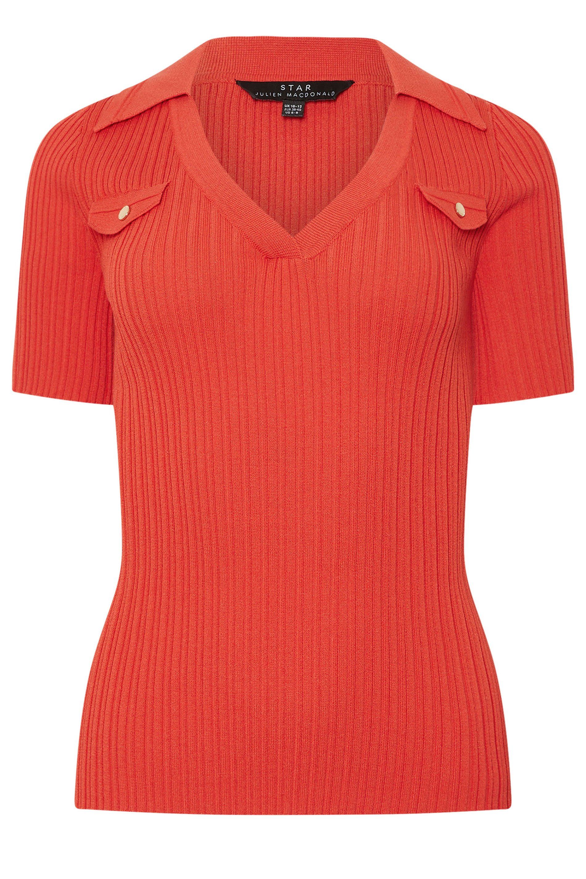 Star by Julien Macdonald Knitted Pocket Collar Top