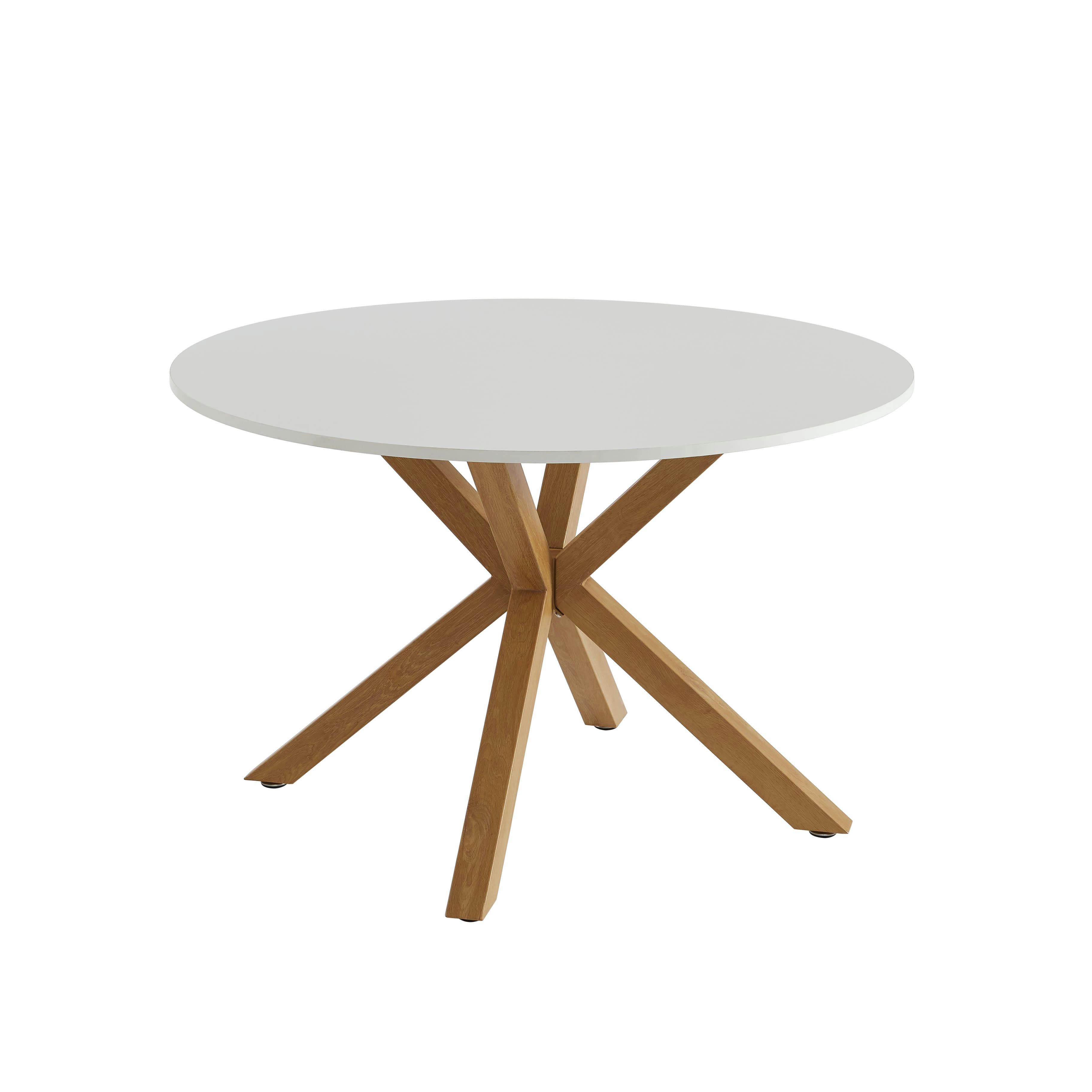 HARRY - Table à manger ronde  blanc et effet bois et chêne 120cm