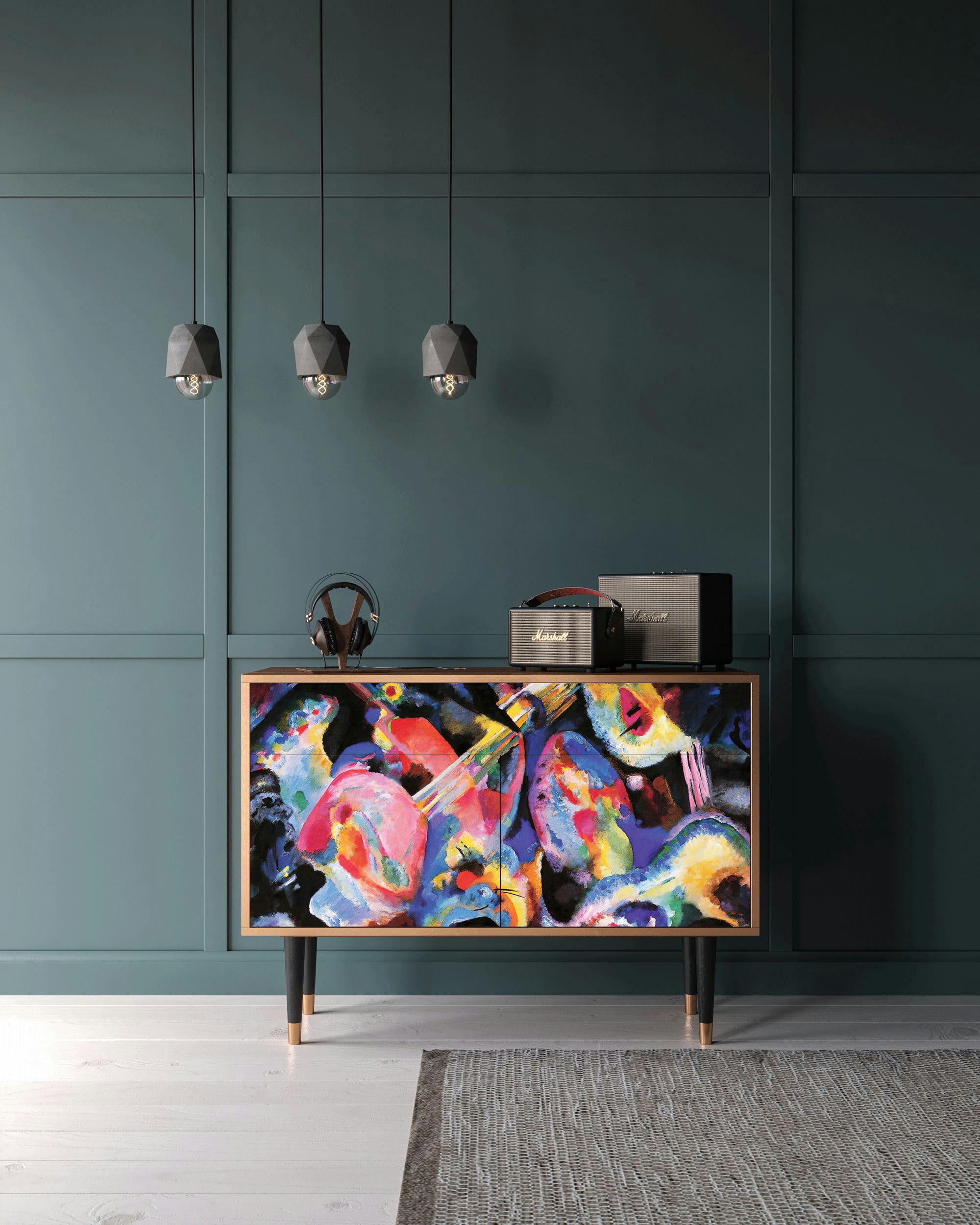 KANDINSKY - Buffet  multicolore 2 tiroirs et 2 portes L 115 cm