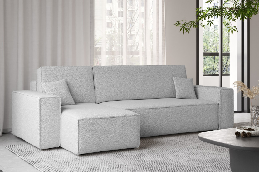 Sofa w kształcie L BEST, tkanina Abriamo, Jasnoszary Lewostronny