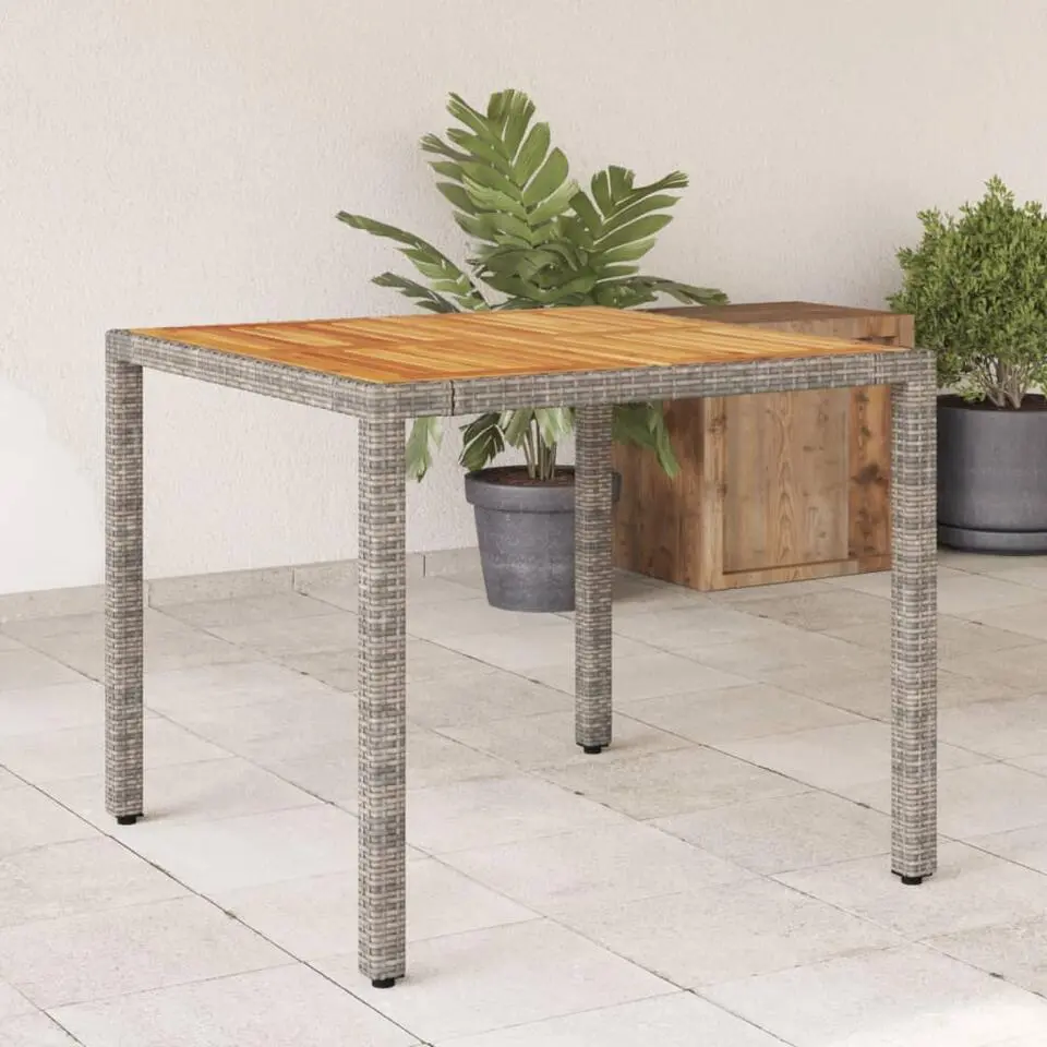 vidaXL - Tuintafel - Grijs - Poly rattan - 90 x 90 x 75 cm