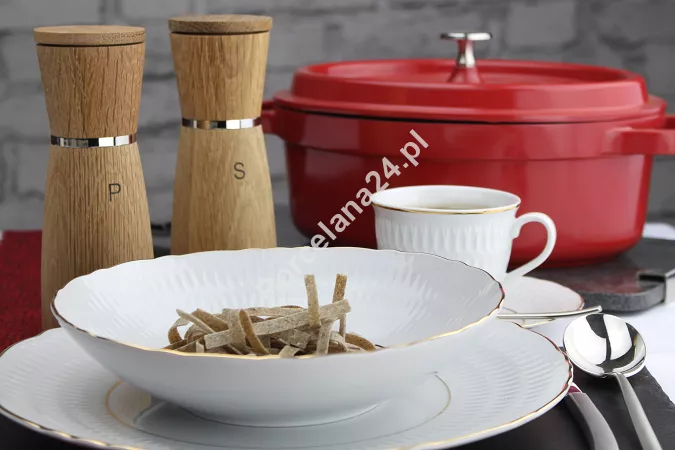 Komplet 6 filiżanek ze spodkiem 0,25 L / 15,7 cm (12el) Ćmielów - Sofia 3604 Złoto