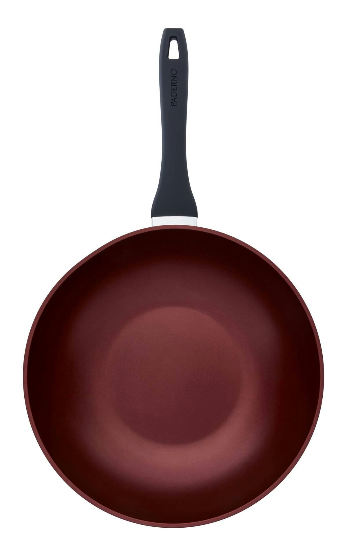 PADERNO Classic Wok Stir Fry Pan, Non-Stick, Maroon, 30-cm