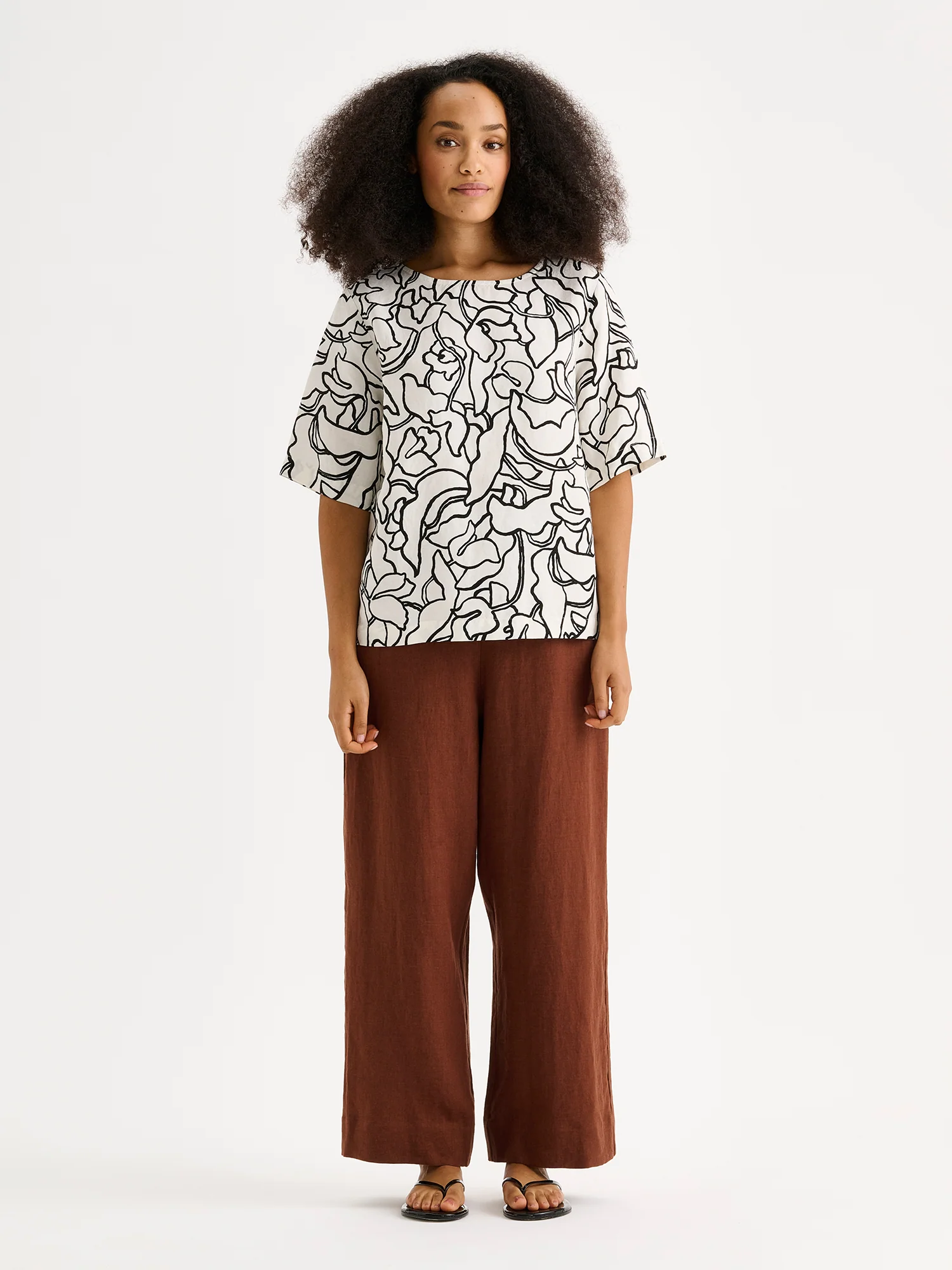 SAARI culottes-pellavahousut - ruskea