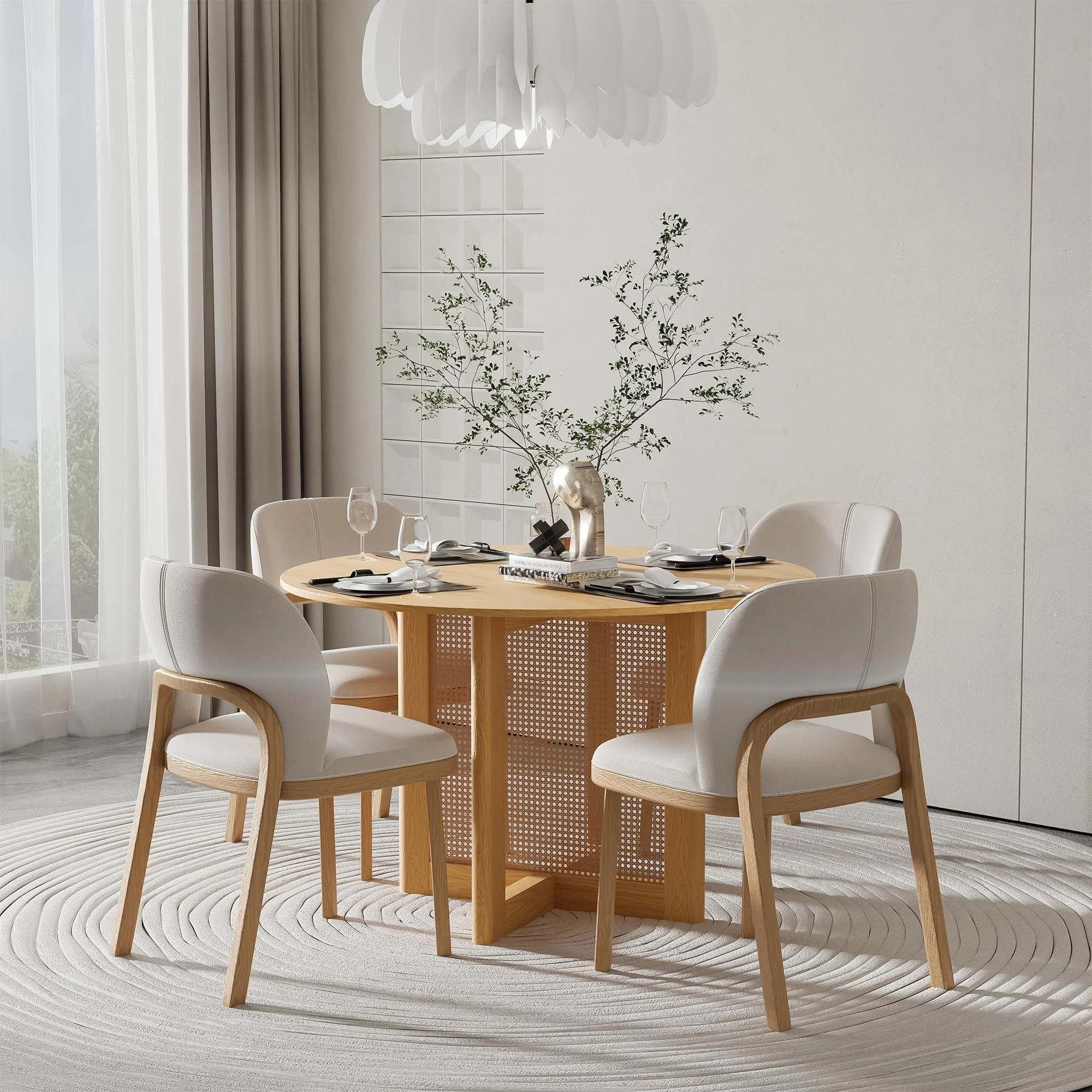 Solid Wood Round Dining Table 4-6 People