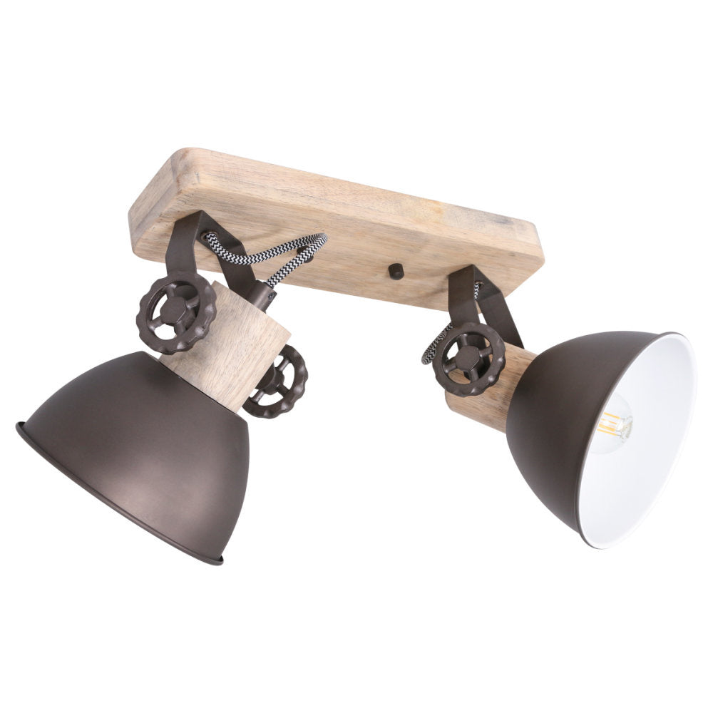 Mexlite spot gearwood - 2 lichts - 32x 17 cm - antraciet