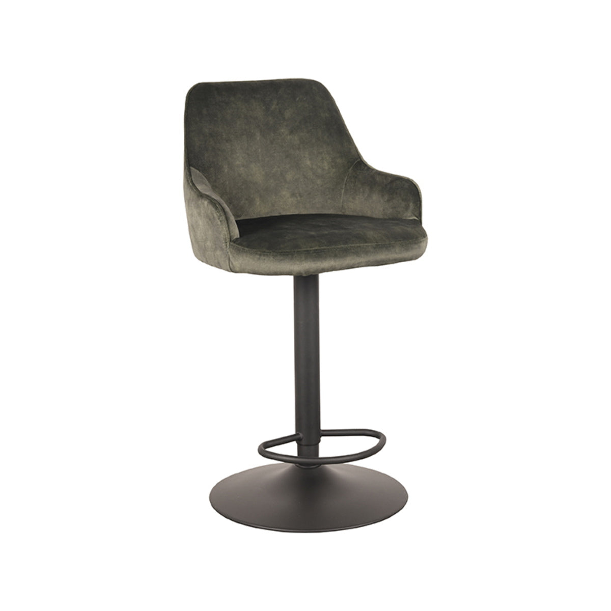 LABEL51 Barkruk Fender - Donkergroen Velvet - Zithoogte 64–84cm