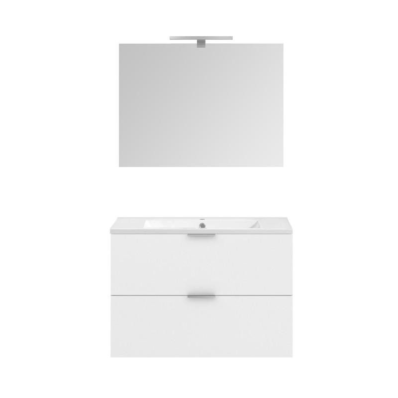 Meuble de salle de bain avec vasque et miroir Euro Pack blanc brillant 80 cm ALLIBERT