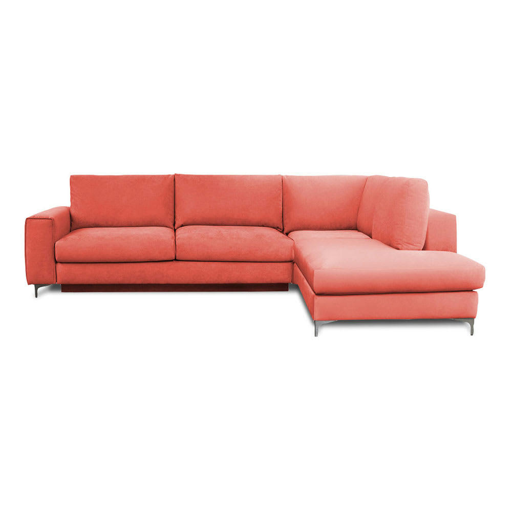 FIESOLE - Canapé 4 places velours angle droit rose