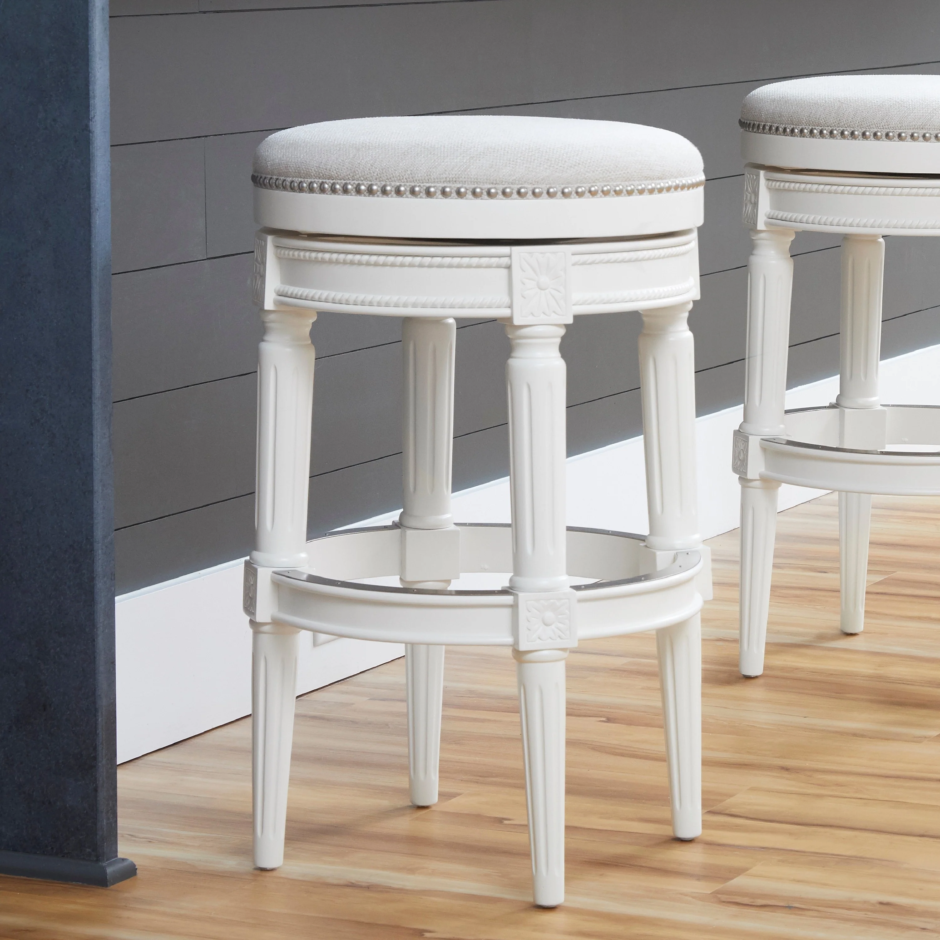 New Ridge Home Goods Chapman Backless Swivel 31H Bar-Height Stool