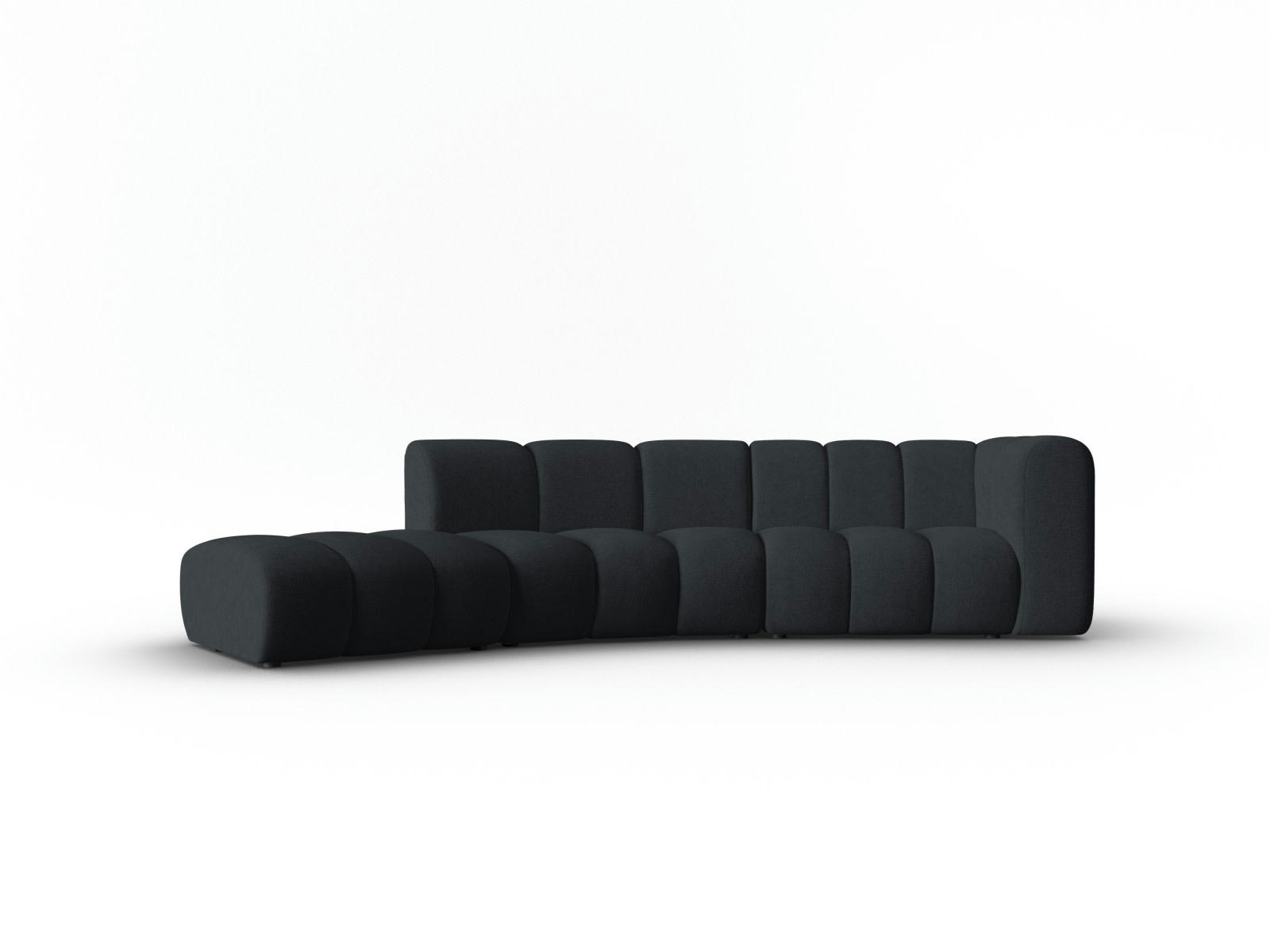 LUPINE - Canapé gauche 5 places en tissu chenille noir