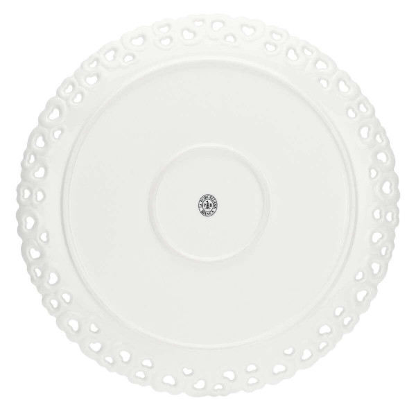 Zdobiony talerz do ciasta Valentino - Biały, 34 cm