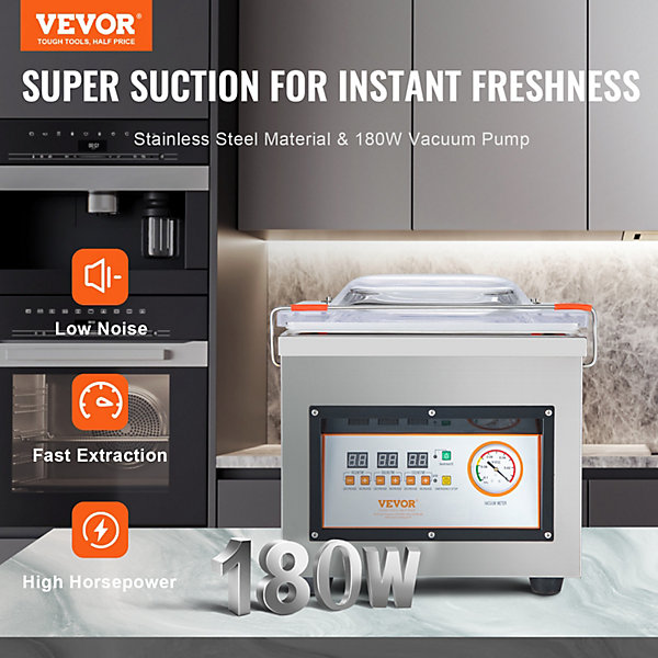 Machine sous vide à chambre 320W compacte 320 mm, usage domestique commercial, aliments humides.