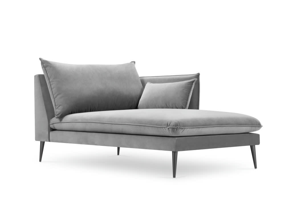 AGATE - Méridienne en velours gris clair