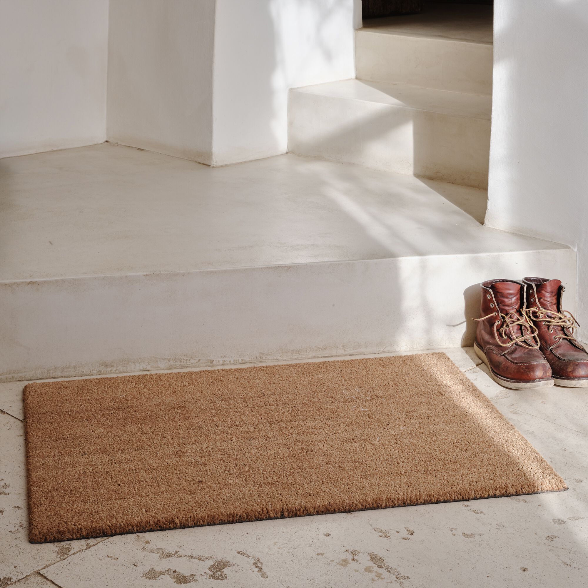 BALLAS - Paillasson en fibres de noix de coco et revers en vinyle - naturel 60x90cm