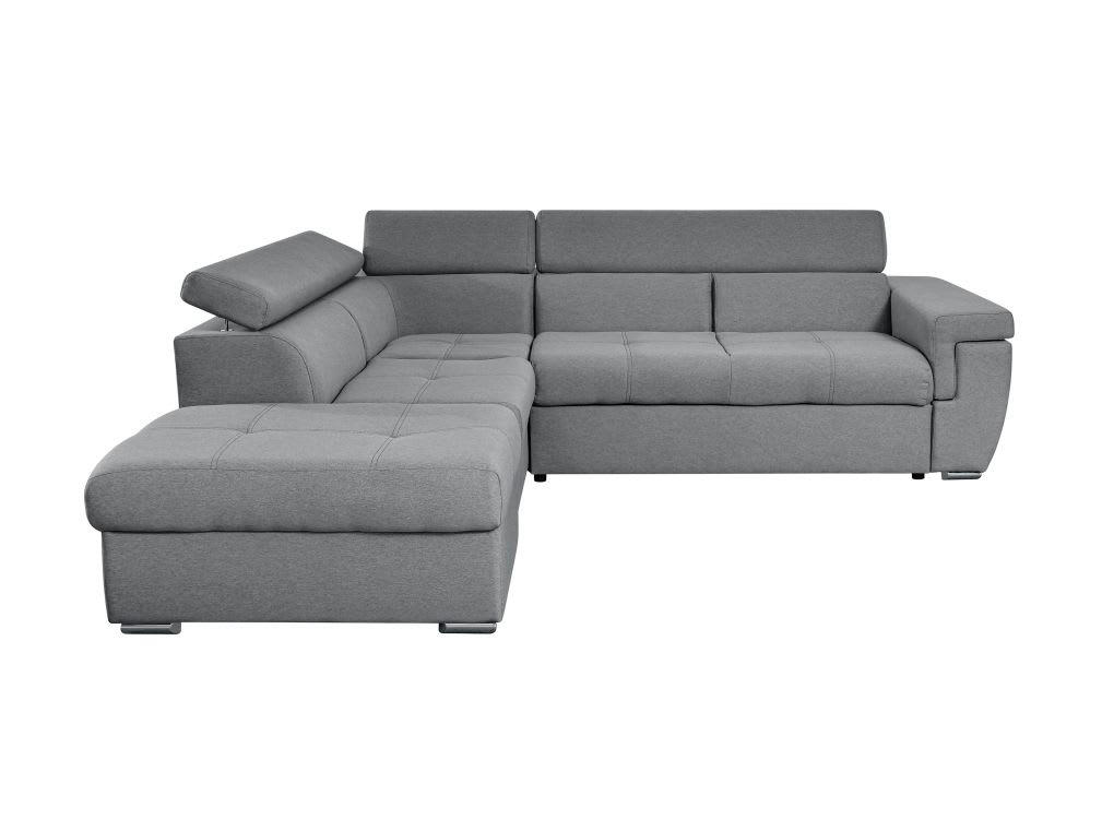 INAYA - Canapé d'angle gauche 5 places convertible en tissu - Gris