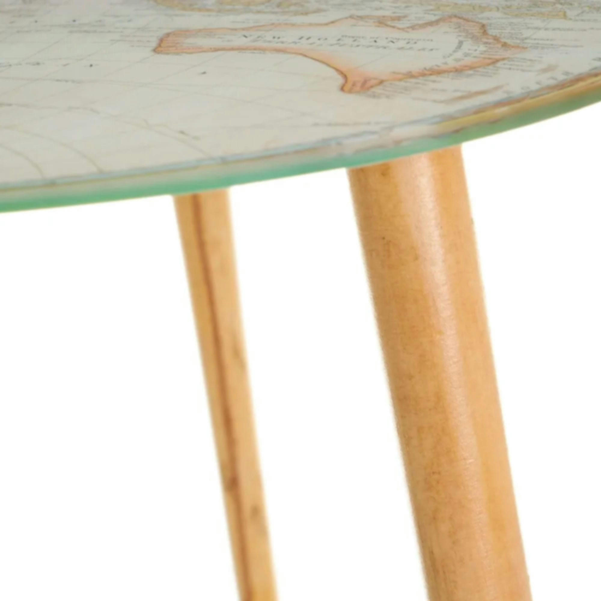 - Set de 2 tables d'appoint en bois et verre cartes du monde 40x40x40cm