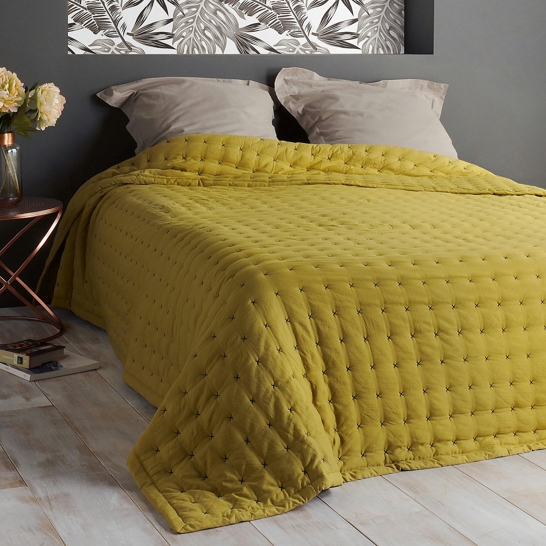 PALOMA - Dessus de lit polyester absinthe 230x250cm