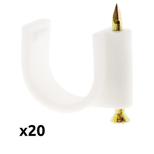 Lot de 20 crochets fixation diamètre 12mm - Blanc - Zenitech