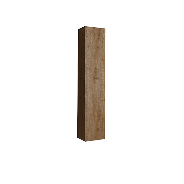 Colonne murale salle de bain blanc et bois naturel GAMA