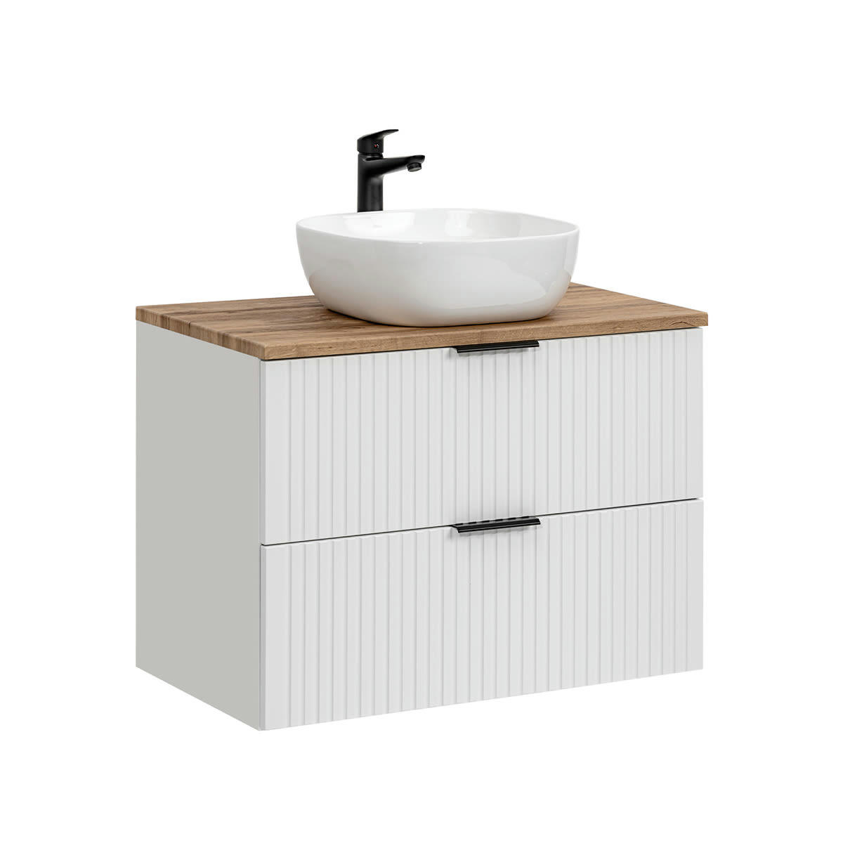 - Ensemble meuble simple vasque 80cm et colonne stratifiés blanc