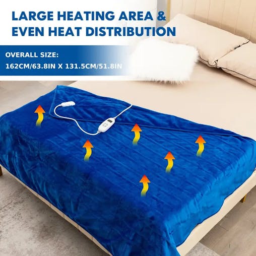 NNETM Heated Electric Throw Blanket - Double-Sided Flannel