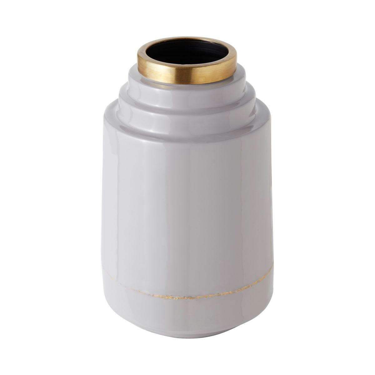 OLIA - Vase en fer émaillé gris clair