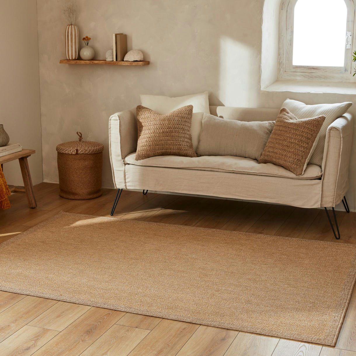 NATURE - Tapis polypropylène aspect jute jaune - 200x290 cm