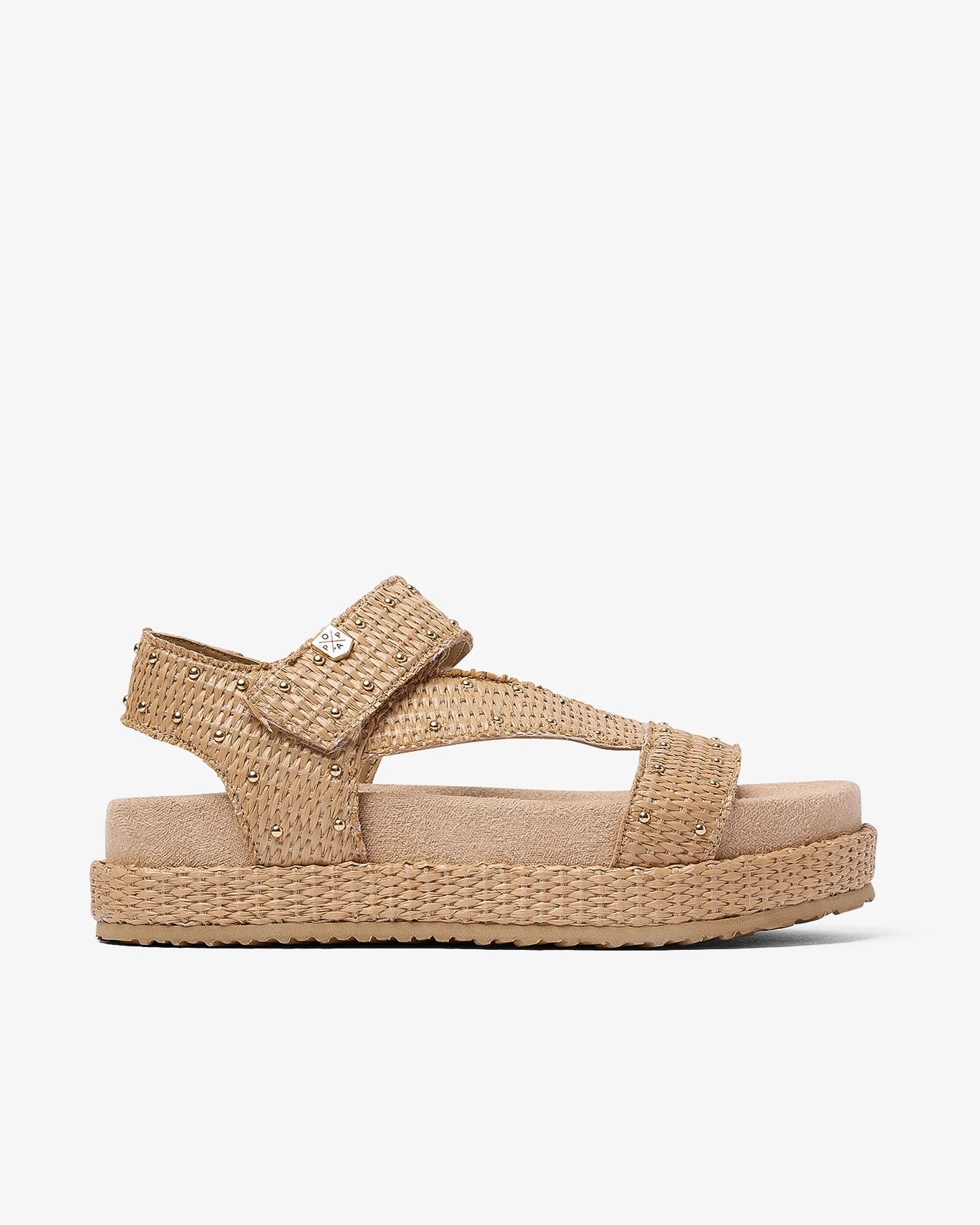 Sandalia Niana Tachuelas Rafia Beige
