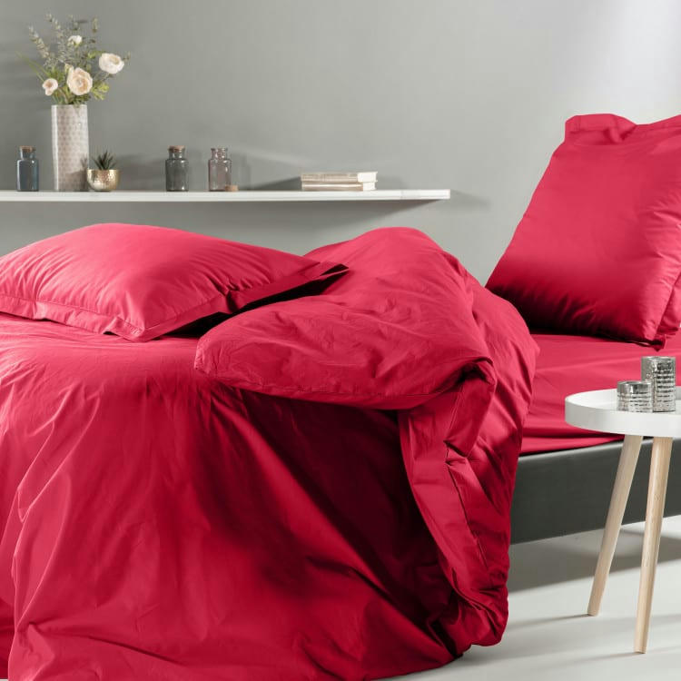 PERCALE MONTELEONE - Drap housse en percale rouge 160x200