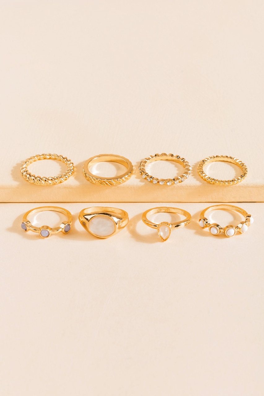 Adeline Crackle Crystal Ring Set