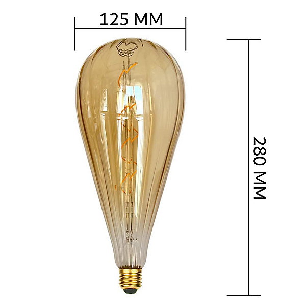 Ampoule filament LED ST125 4W Dimmable 2200K E27, Ampoule Globe Goutte de Pluie Vintage décorative en verre ambré