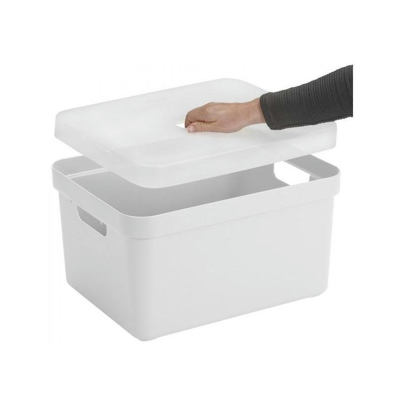 - Boite de rangement avec couvercle transparent sigma home box 32 l blan