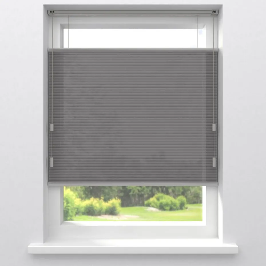 Kwantum Plisségordijnen | Fenstr Dubbel Plissé Dewi Grijs Lichtdoorlatend Dr.Grijs