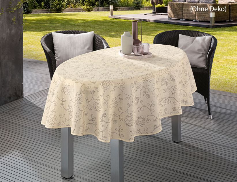 Gartentischdecke Emden Ranke Beige oval 140x190cm