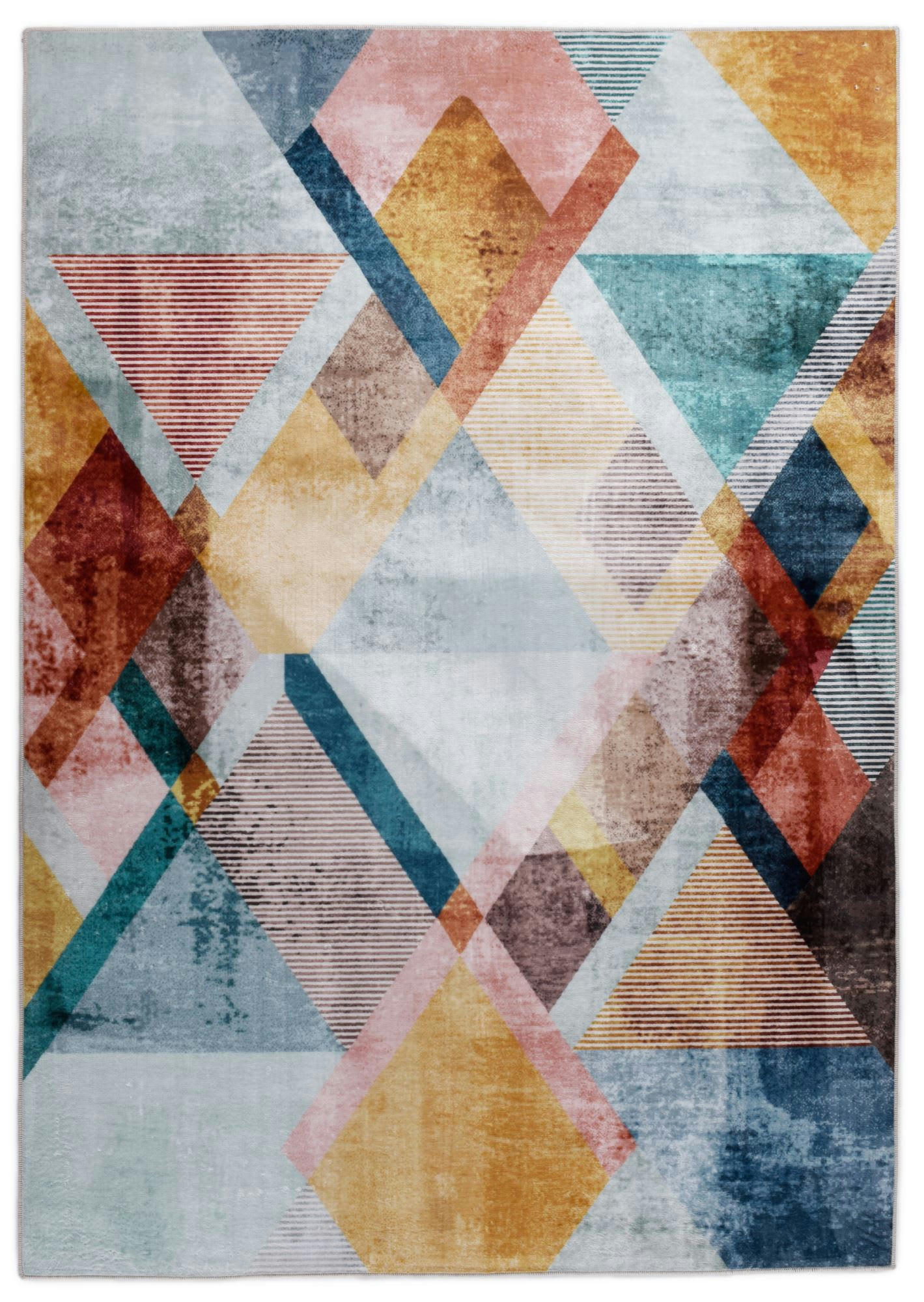 RACHELE - Tapis imprimé doux et plat multicolore 90x160 cm