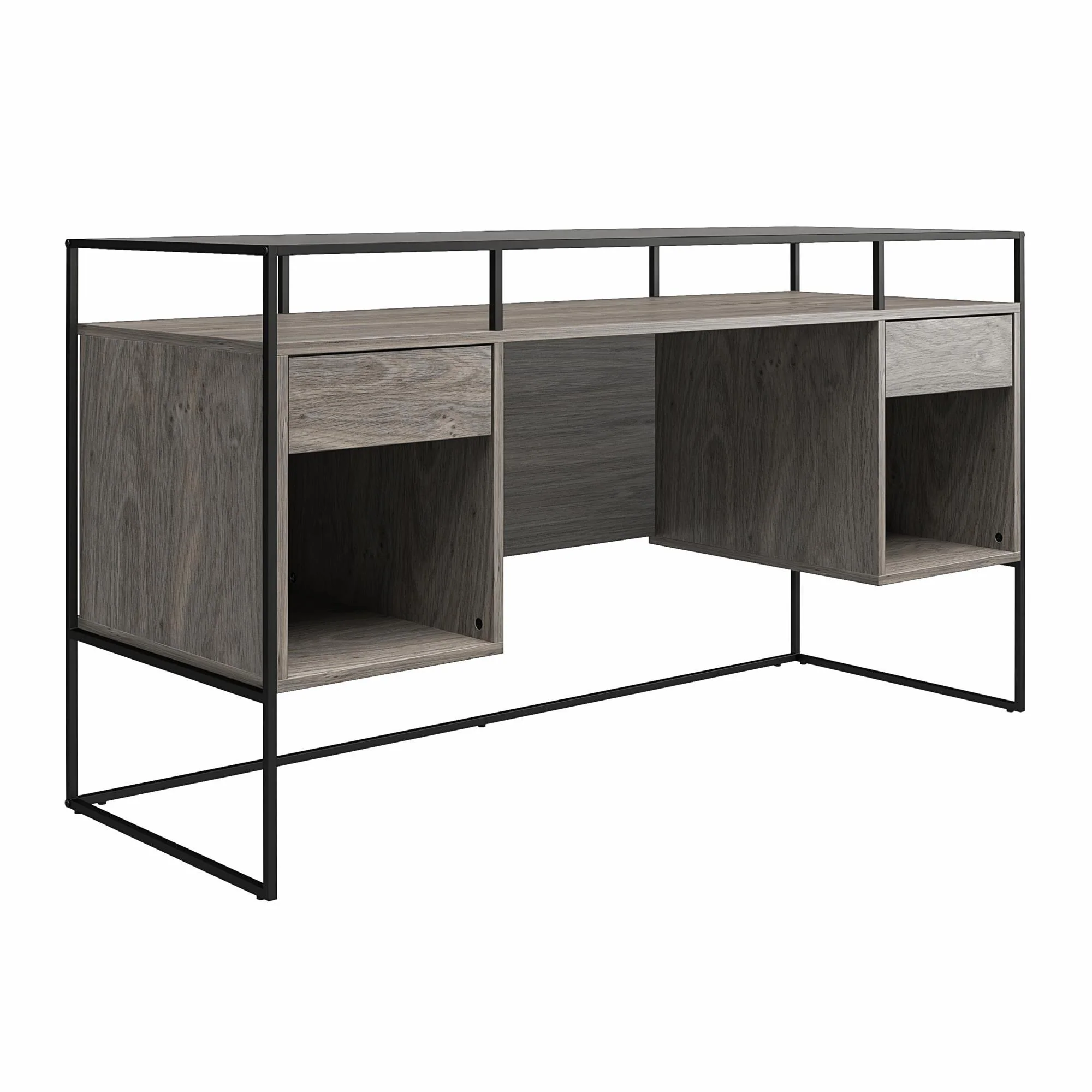 Ameriwood Home Creedmore Modern Desk with Fluted Glass Top