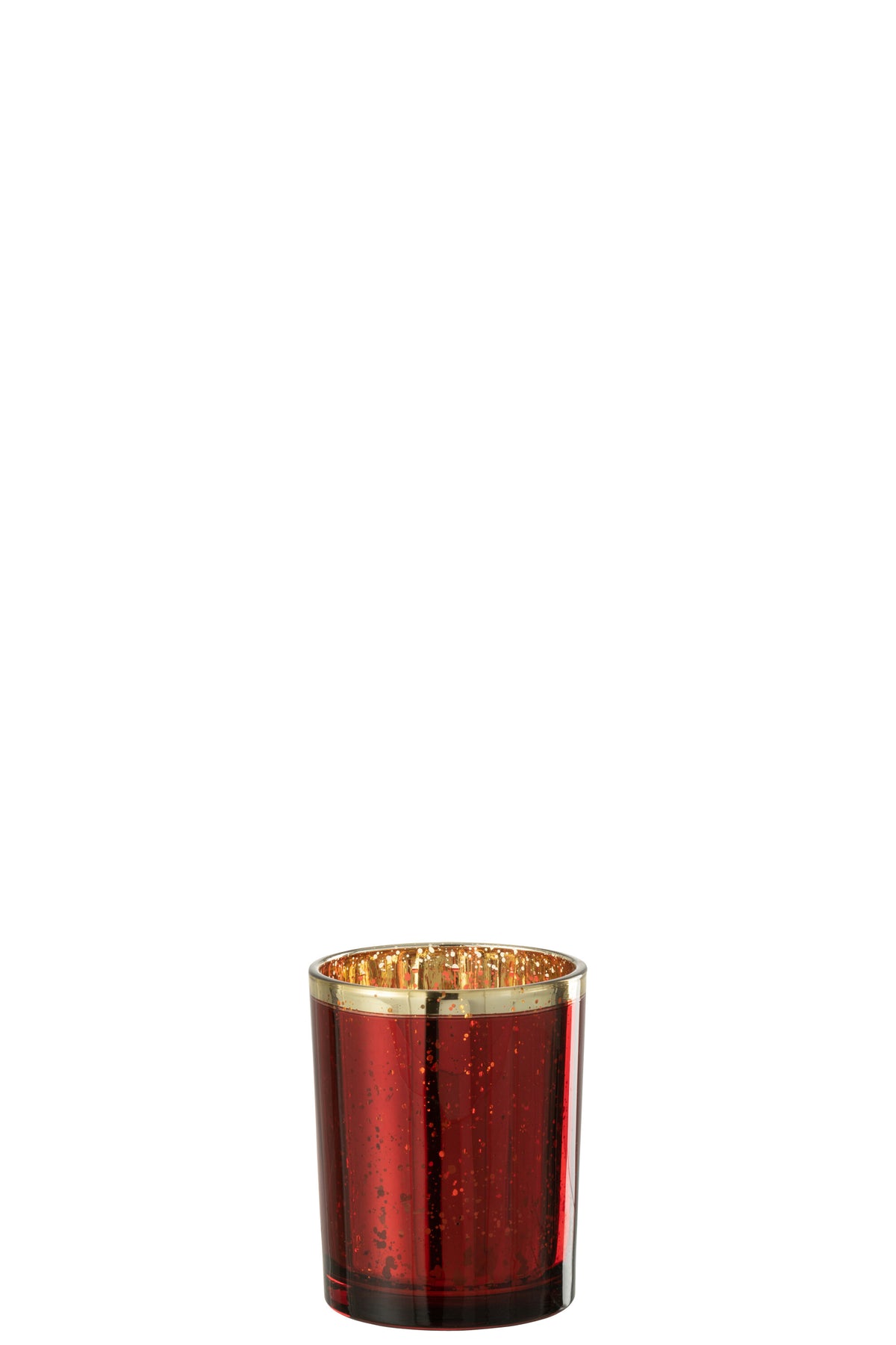 J-Line windlicht Goud Rand - glas - rood/goud - medium