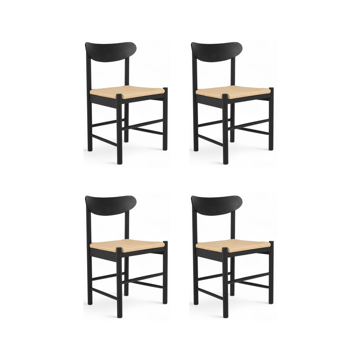 Furnhouse eetkamerstoel Malou - Zwart - Papiergaren - Set van 4
