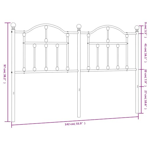 NNEVL Metal Headboard White 137 cm