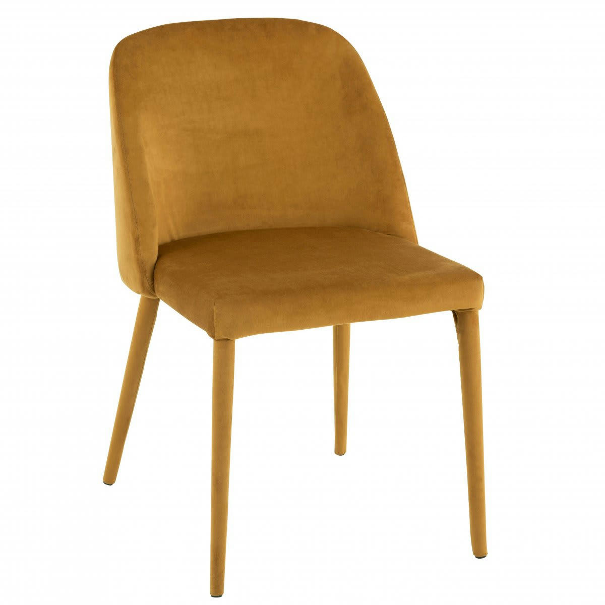 VARSOVIE - Chaise salle à manger en velours moutarde