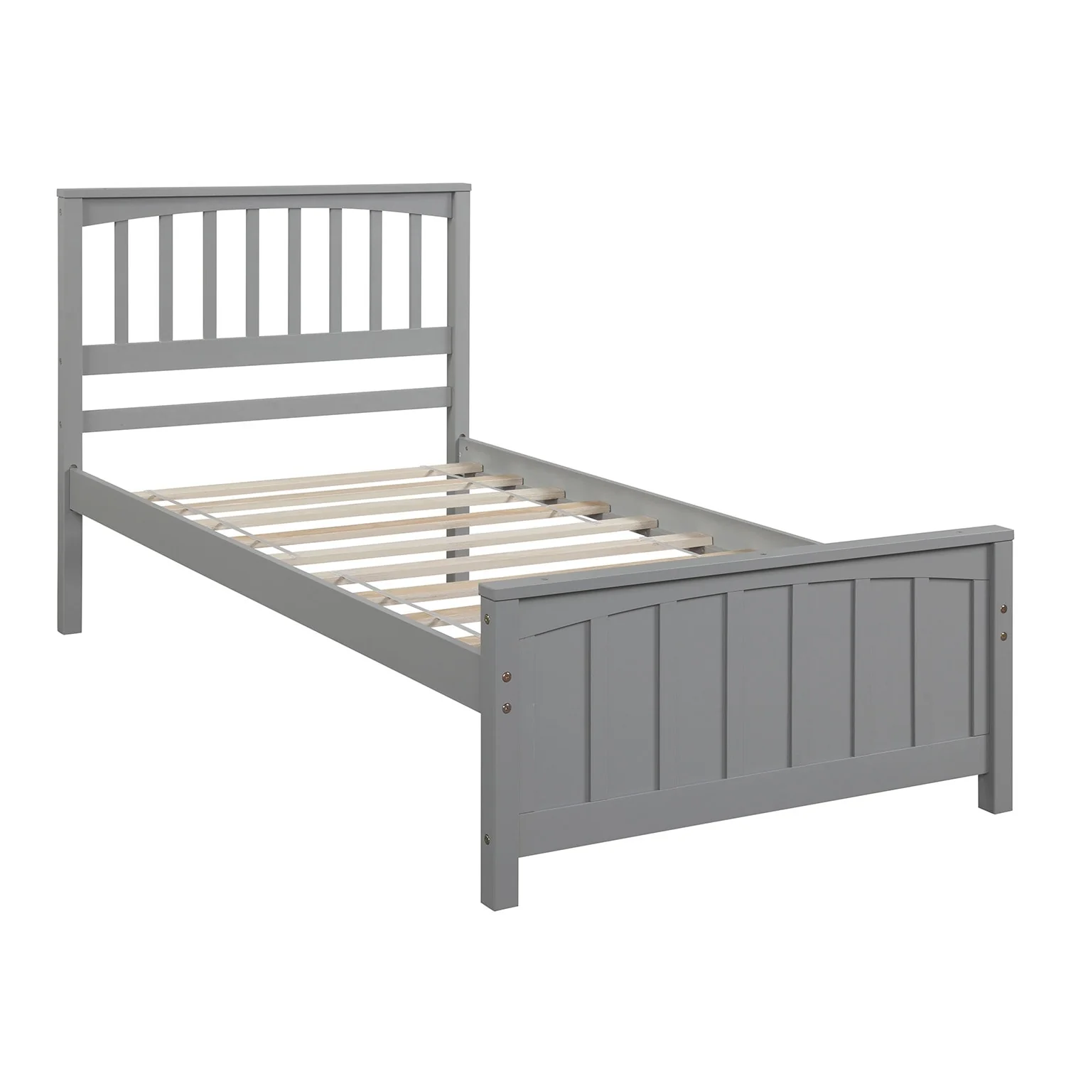 Twin XL Wood Platform Bed with Open Slat Headboard